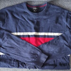 Forever 21 Men's Navy and Red Crewneck Sweater